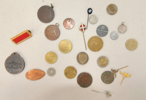Lot 38 - Small Lot of Assorted Vintage Tokens, Medallions & Pins incl Car Wa