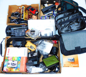 Lot 62 - Large group lot of cameras, camera bags, filters and accessories inc Mi