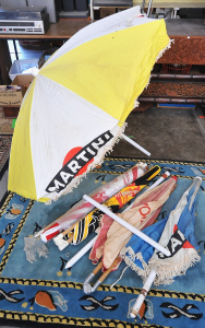 Lot 63 - Lot of Vintage Advertising Beach Umbrellas incl Martini Racing, Coca-Co
