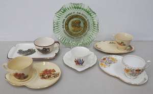 Lot 80 - Mixed Group lot inc Commemorative Green Glass with gilt George VI coron