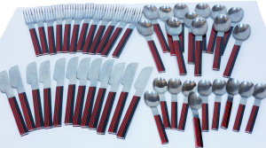 Lot 87 - MCM Boda Stripe Cutlery set - setting for 12 with 2 x teaspoons missing