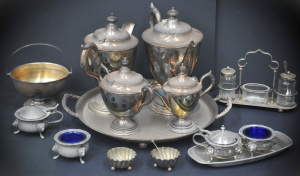 Lot 91 - Group of EPNS inc Paramount tea set (teapot 22cm H), cruet sets etc