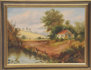 Lot 101 - J Harding (British, Active c1900) Gilt Framed Oil Painting - Roadside