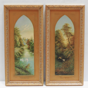 Lot 103 - Pair gilt Framed Victorian Chromolithographs - Home of The Swan &