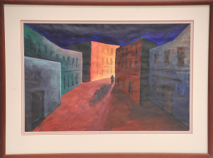 Lot 108 - Mark Armstrong (Active c1990s) Framed Oil on Paper - Streetwalker - Un