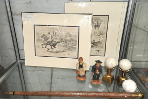 Lot 110 - Group Box lot - Unusual carved convertible pool cuewalking stick with