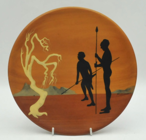 Lot 123 - Vintage Eric Juckert HPainted Kauri Pine Charger featuring Aboriginal