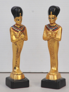 Lot 129 - Pair of Egyptian made gilt Pharonic statuettes 20cm H