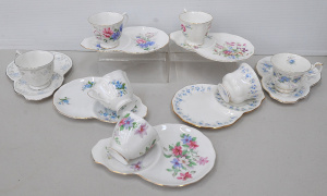 Lot 141 - 7 x Royal Albert Blue floral tone Tennis - Hostess sets inc Forget me