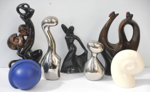 Lot 146 - Group lot - Stylised Modernist Figures - Bob Steiner NZ Koru, 2 x Liao