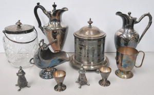 Lot 147 - Group lot quality EPNS inc Mounted Biscuit barrel, Crystal with EPNS m