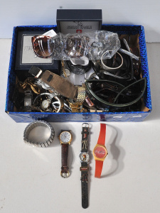 Lot 158 - Box lot - heaps watches, Swiss Eagle, Guess, Transformers, Coke, sunni