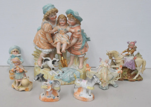 Lot 159 - Group lot Victorian Bisque figures inc Large Figures Girls at Play 28c