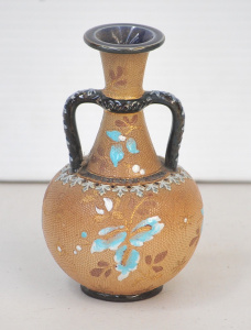 Lot 207 - c1900s Doulton Lambeth Slaters Patent twin handled vase, impressed mar