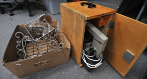 Lot of Metal Book Stands & Cased Electric Nomo Microscope