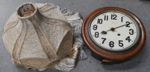 Vintage Wooden Wall Clock & Vintage Decorative Light Shade