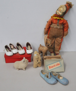 Lot 33 - Group lot of vintage Kids items inc 3 Pairs girls shoes - White & P