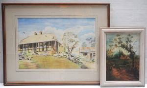 Lot 35 - 2 x framed Paintings - Large Geoffrey Wilson 1984 Watercolour of a Coun