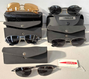 Lot 47 - 5 x pair vintage Sunglasses - 4 pr Diablo steampunk small hexagon D31,