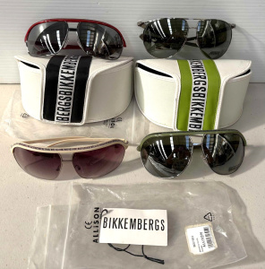Lot 49 - 4 x pr Bergsbikkembergs sunglasses with 2 cases - BK 54203, 54302, 03,