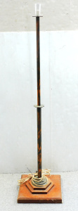 Lot 52 - Vintage copper and timber standard lamp - 135cm H