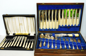 Lot 59 - 2 x Canteens of Cutlery inc Cutlass Sheffield Fish set for 6 , Wooden A