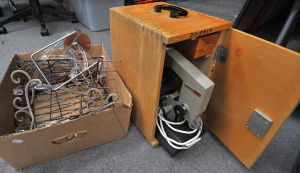 Lot 62 - Lot of Metal Book Stands & Cased Electric Nomo Microscope