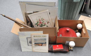 Lot 74 - 2 x Boxes of Mixed Items incl Vintage Mounted Horse themed Engravings c