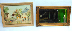 Lot 123 - 2 pces Vintage Framed inc Unframed Oil Painting - street scene in styl