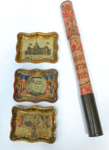 Lot 158 - Vintage metal items inc set of 3 Second Boer War commemorative ash tra