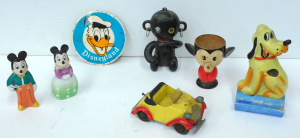 Lot 161 - Group of vintage character toys and items inc porcelain Mickey & M