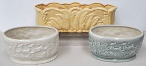 Lot 165 - 3 embossed vintage Australian Pottery troughs inc 2 x Huntley depictin