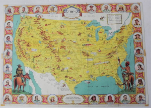 Lot 183 - 1960s Danny Arnolds pictorial Map of How the West was Won - publ Old W