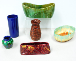 Lot 188 - Group of vintage Australian Pottery vases and troughs inc John Campbel