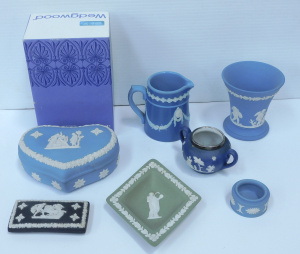 Lot 191 - Group of vintage and modern Jasperware - Wedgwood and others - inc box