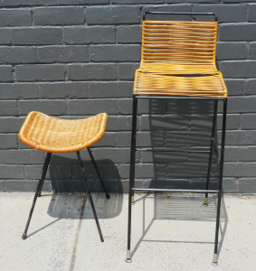 Lot 5 - 2 x Australian MCM stools - Clement Meadmore Corded Stool & cane