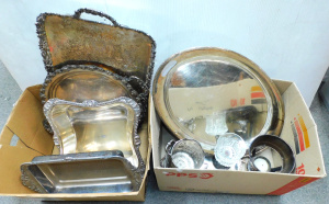 Lot 18 - Large group of 2 boxes of silver plate inc substantial Walker & Hal