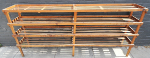 Lot 45 - Vintage Large Pine & Oak Industrial racking - 4 tier - Pine frame -