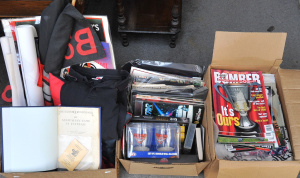 Lot 58 - 3 x Boxes Essendon Football items inc clothing, 1993 & 2000 Weg pos