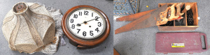Lot 60 - Mixed Vintage Group inc Wooden Wall Clock, Vintage Decorative Light Sh
