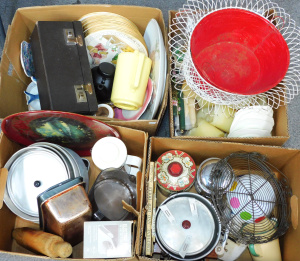 Lot 66 - Large mixed lot of 4 boxes of mostly kitchenalia inc boxed electric kni