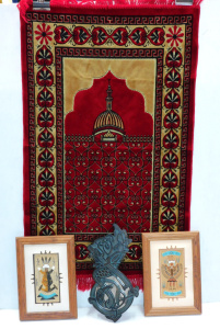 Lot 77 - Mixed lot inc 2 framed and signed Navajo sand paintings, mirror backed