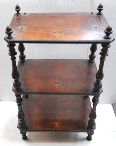 Lot 79 - Victorian walnut veneered whatnot with marquetry inlay - 97cm H - note