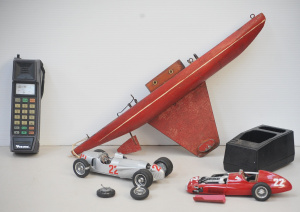 Lot 91 - Group of af vintage toys inc pond yacht hull (51cm L), 2 die-cast scale
