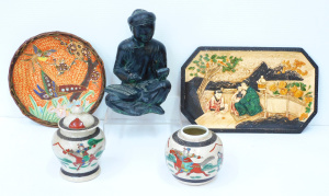 Lot 110 - Group of oriental and oriental themed ceramics inc Chinoiserie bass re