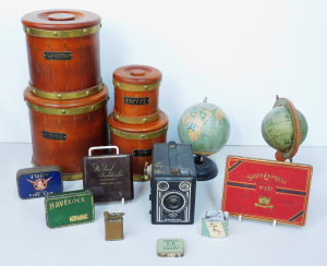 Lot 117 - Mixed Group Vintage inc Agfa Synchro Box Camera, Tobacco Tins, Small G