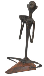 Lot 131 - Bronze sculpture of a seated Begger with a bowl by F Keeble-Buckle, si