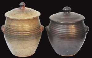 Lot 133 - 2 Mid-century Australian studio pottery bread crocks by Ian Sprague (1