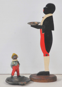 Lot 134 - 2 pces Americana inc 1930s Cast metal Bobble Head Ashtray (need screws