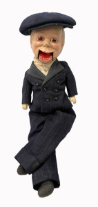 Lot 144 - 1930s Charlies McCarthy composition Ventriloquist Dummy wearing pinstr